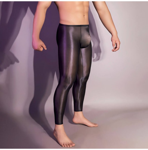 Feeetmoi - Men's Ultra-Thin Shiny Leggings (Black)